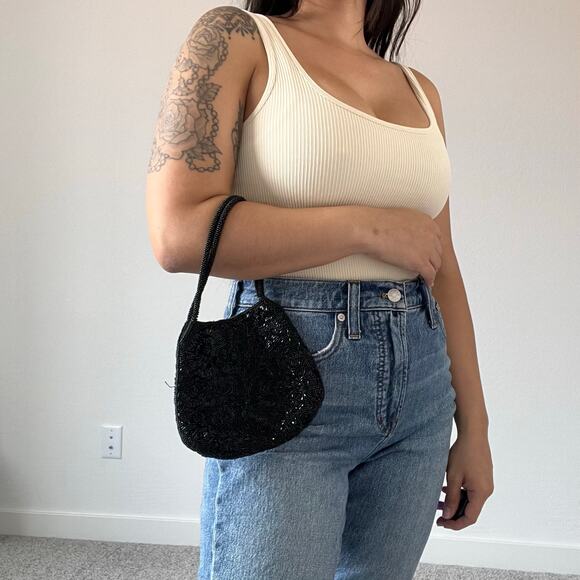 90s La Regale Black Beaded Small Purse - Picture 2 of 11